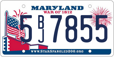 MD license plate 5BJ7855