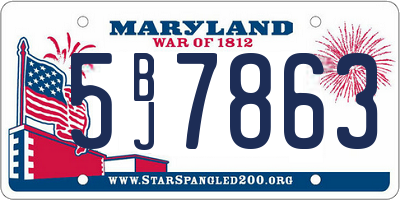 MD license plate 5BJ7863