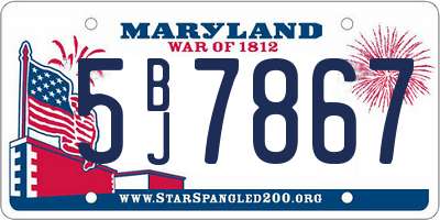 MD license plate 5BJ7867