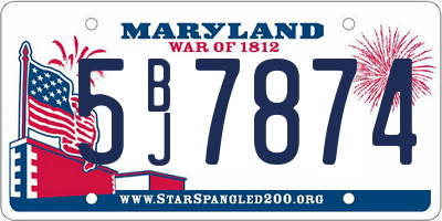 MD license plate 5BJ7874