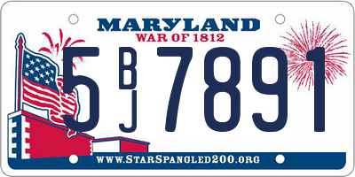 MD license plate 5BJ7891