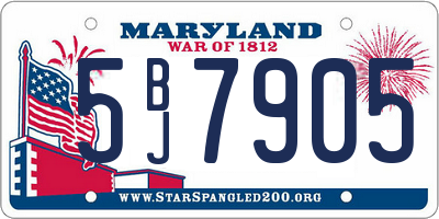 MD license plate 5BJ7905