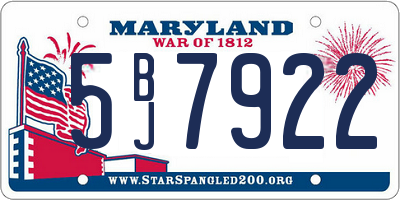 MD license plate 5BJ7922