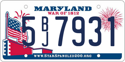MD license plate 5BJ7931