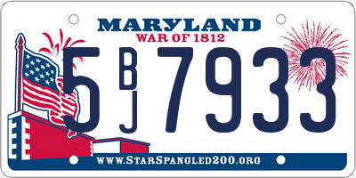 MD license plate 5BJ7933