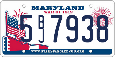 MD license plate 5BJ7938
