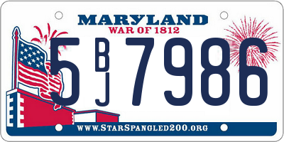 MD license plate 5BJ7986