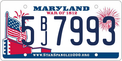 MD license plate 5BJ7993