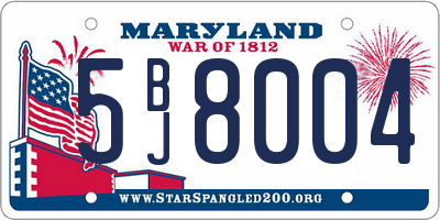 MD license plate 5BJ8004