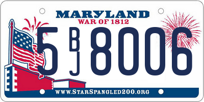 MD license plate 5BJ8006