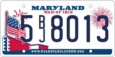 MD license plate 5BJ8013