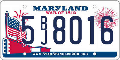 MD license plate 5BJ8016