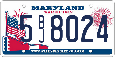 MD license plate 5BJ8024