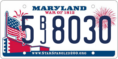 MD license plate 5BJ8030