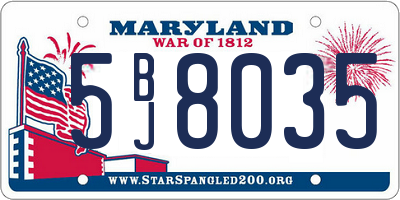 MD license plate 5BJ8035
