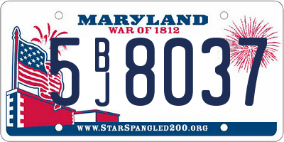 MD license plate 5BJ8037