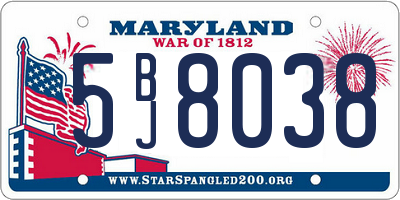 MD license plate 5BJ8038