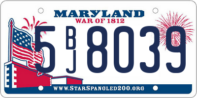 MD license plate 5BJ8039