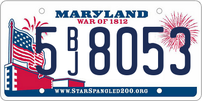 MD license plate 5BJ8053