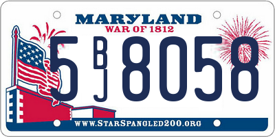 MD license plate 5BJ8058