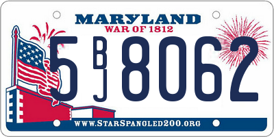 MD license plate 5BJ8062
