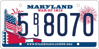 MD license plate 5BJ8070