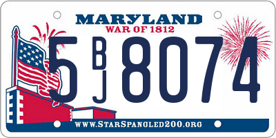 MD license plate 5BJ8074