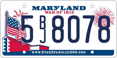 MD license plate 5BJ8078