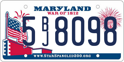 MD license plate 5BJ8098