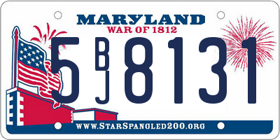 MD license plate 5BJ8131