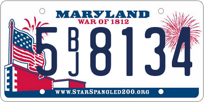 MD license plate 5BJ8134