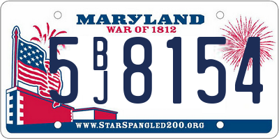 MD license plate 5BJ8154