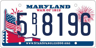 MD license plate 5BJ8196