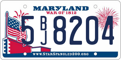 MD license plate 5BJ8204