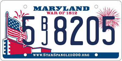 MD license plate 5BJ8205