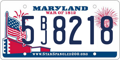 MD license plate 5BJ8218