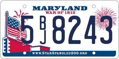 MD license plate 5BJ8243