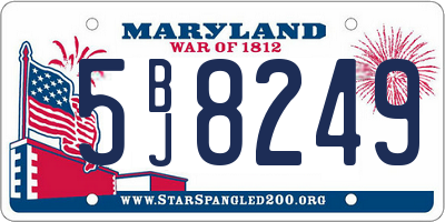MD license plate 5BJ8249
