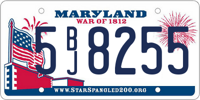 MD license plate 5BJ8255