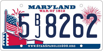 MD license plate 5BJ8262