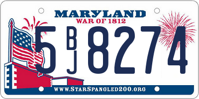 MD license plate 5BJ8274