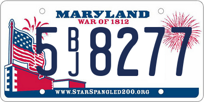 MD license plate 5BJ8277
