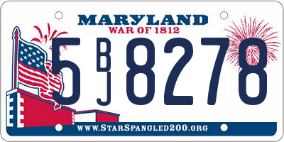 MD license plate 5BJ8278