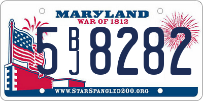 MD license plate 5BJ8282