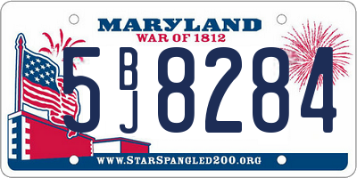MD license plate 5BJ8284