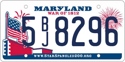 MD license plate 5BJ8296
