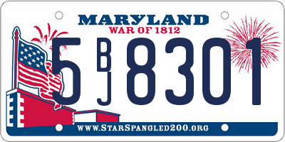 MD license plate 5BJ8301