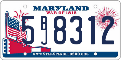 MD license plate 5BJ8312