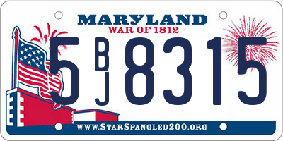 MD license plate 5BJ8315