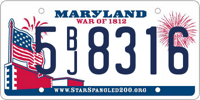 MD license plate 5BJ8316
